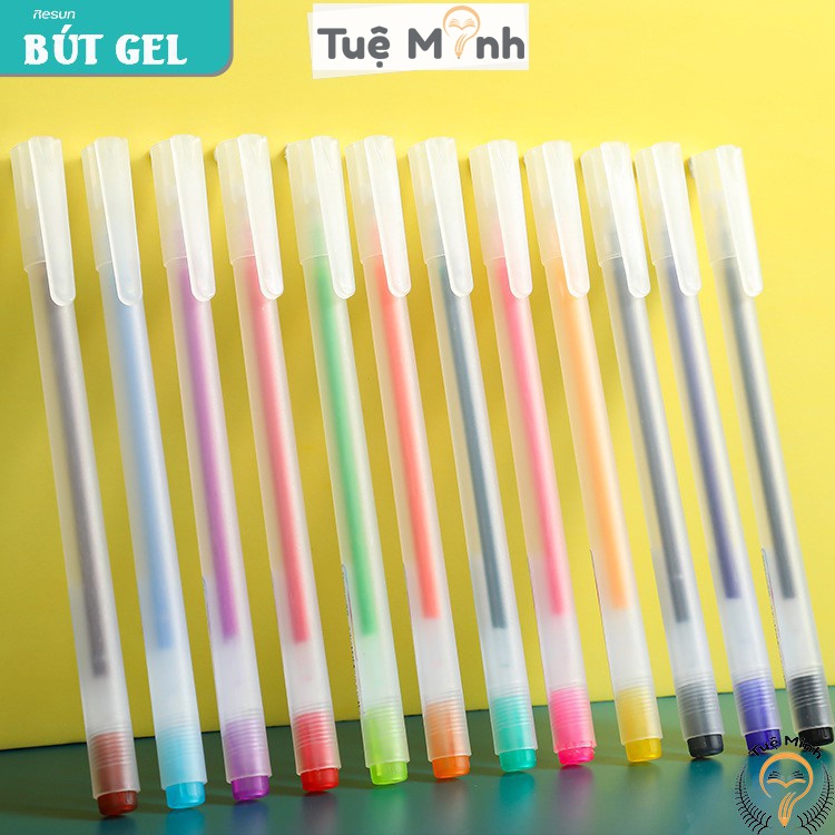 Bút gel ngòi 0.5mm Resun nhiều màu, bút viết học sinh, văn phòng B18