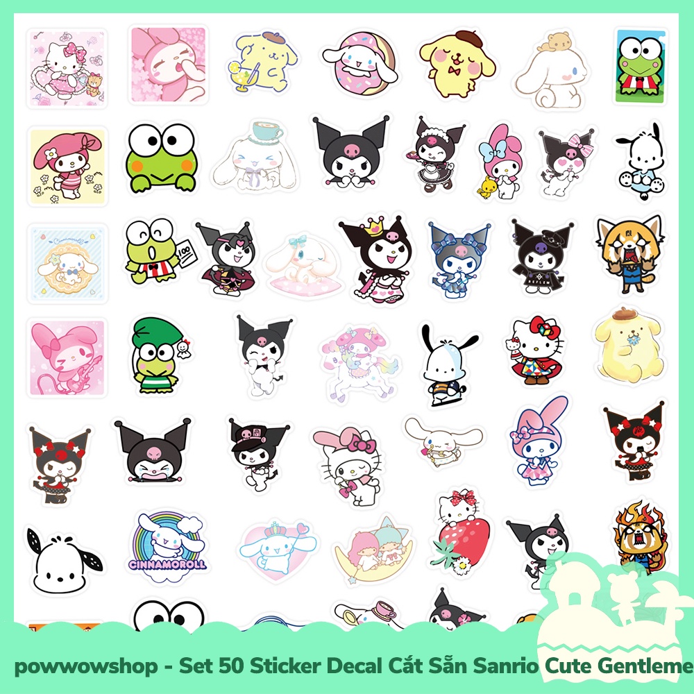 [Sẵn VN - Hỏa Tốc] Set 50 Sticker Mini Decal Dán Trang Trí Vật Dụng Mẫu Sanrio Family Cute Gentlement