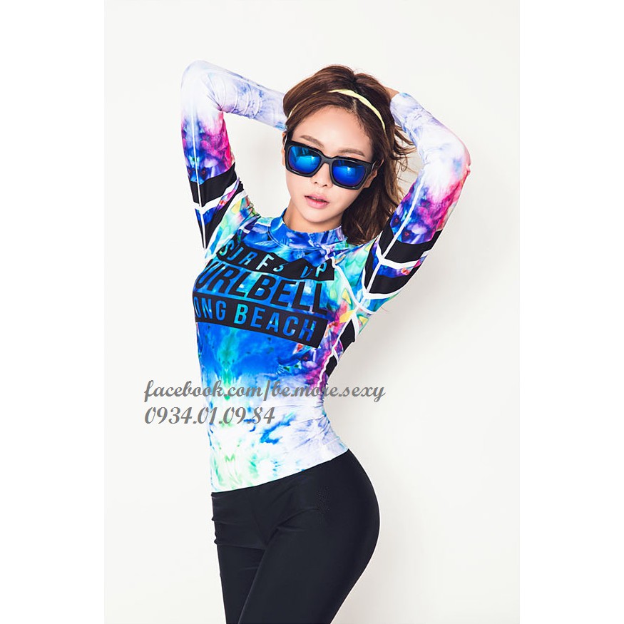 Đồ bơi dài tay Hàn Quốc quần lửng áo nhiều màu | BigBuy360 - bigbuy360.vn