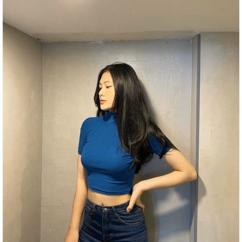 Áo Croptop Cổ Lọ Ngắn Tay Body Tuyết's House