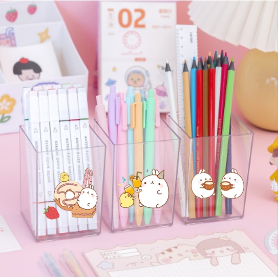 Cắm bút mica ba anh em gấu CBMC4  bé đào bare bear cute molang pusheen gấu brown tonton khủng long hoàng đế mèo
