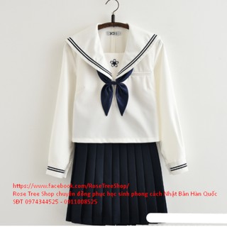[CÓ SẴN] BỘ ĐỒNG PHỤC HỌC SINH NHẬT BẢN HÀN QUỐC ÁO THỦY THỦ HẢI QUÂN SEIFUKU CHÂN VÁY XẾP LY DÀI TAY