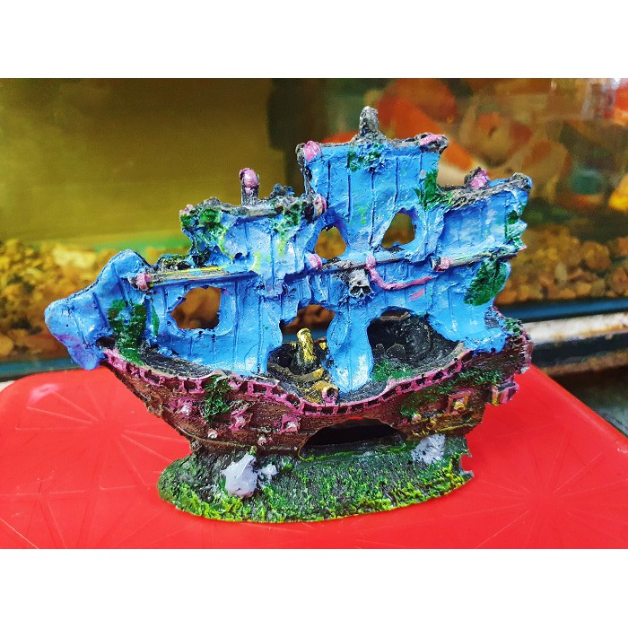 THUYẾN TRANG TRÍ HỒ CÁ NON BỘ 14X11X14CM