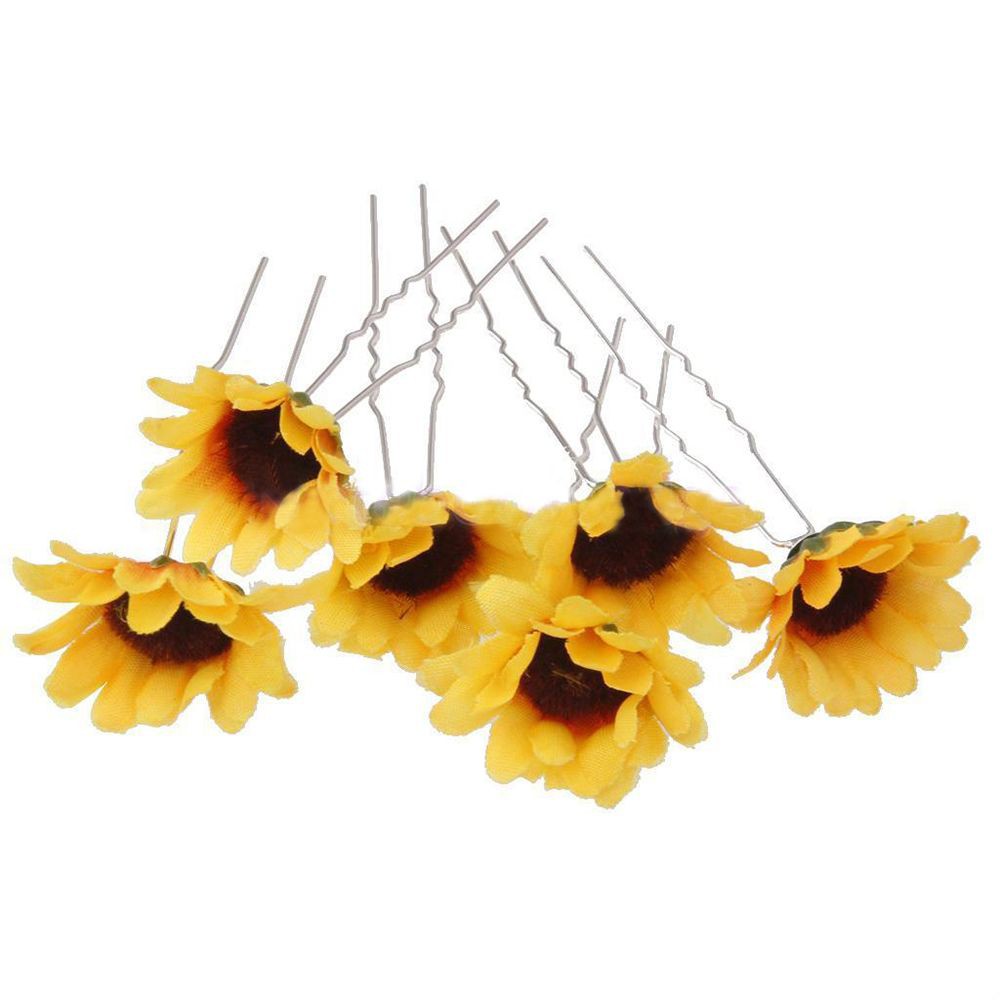 BACK2LIFE 5Pcs Clips Sweet Headpiece Hair Pins Bridal Party Prom Decor Boho Sunflower Headband/Multicolor
