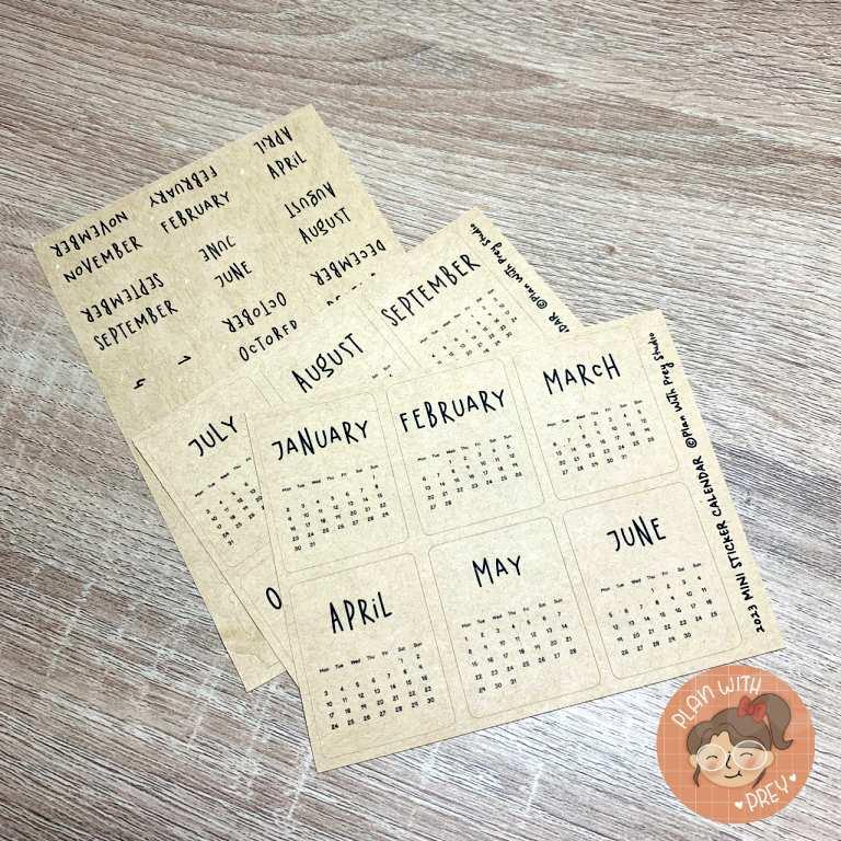 Sticker lịch 2023 và tag trang trí sổ, Bullet Journal, Planner | Design by Plan With Prey Studio
