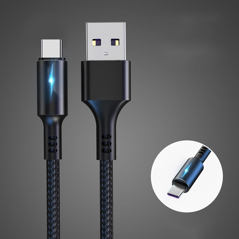 Cáp sạc nhanh TZUZL Micro USB Type C 5a dài 1.2m có đèn Led báo hiệu cho điện thoại Android