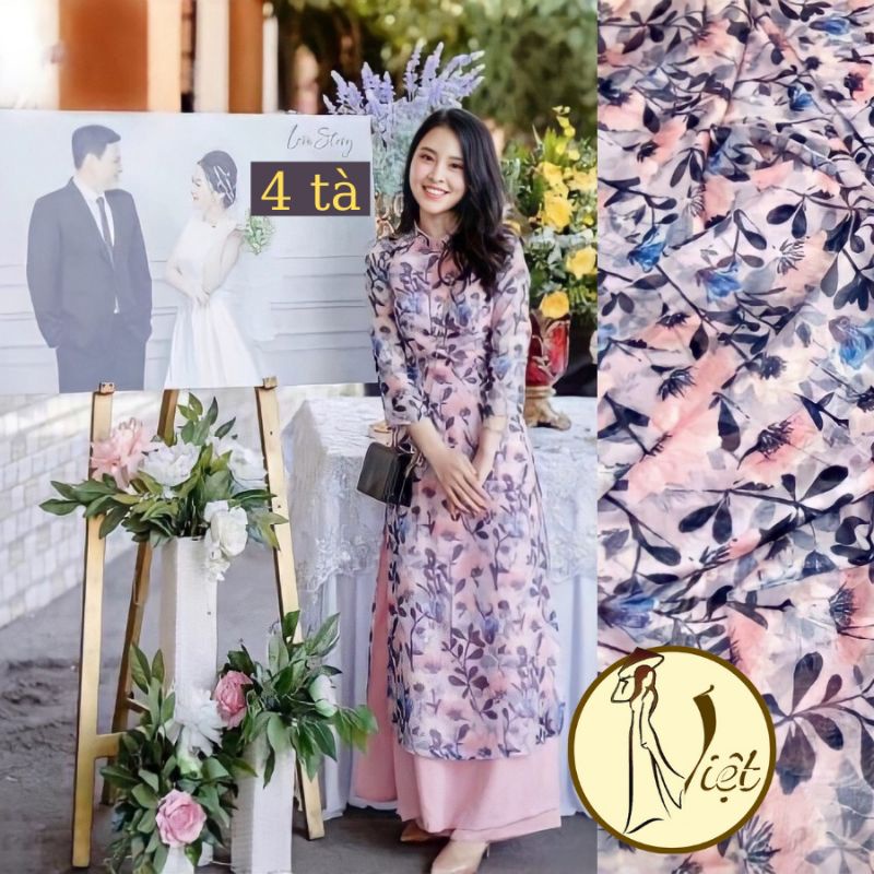 Áo dài hoa nhí +quần sz L