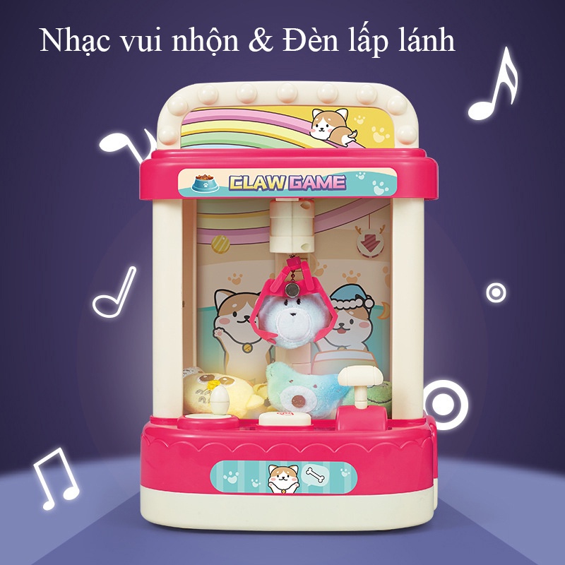 Máy Gắp Thú Bông có nhạc đèn cao 30cm tặng kèm 4 pin AA, Đồ chơi máy gắp thú mini GUDETAMA 1996