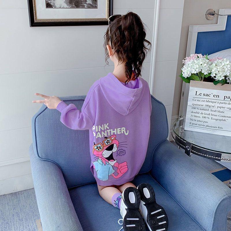 Áo Hoodies Có Nón Dài Tay In Chữ Thời Trang Cho Bé Gái 4-9 Tuổi