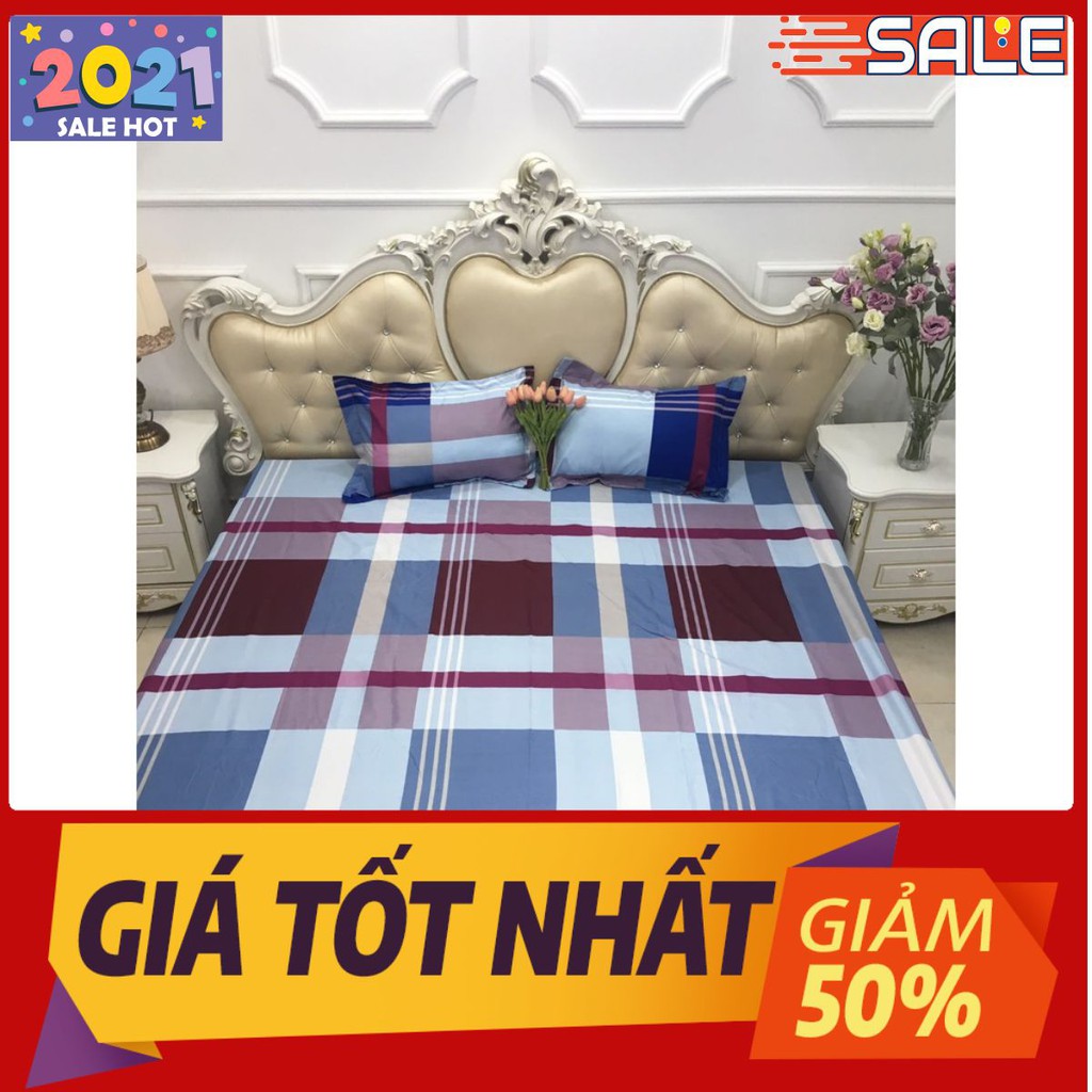 Bộ Drap kèm 2 vỏ gối mẫu kẻ đỏ giường 2mx2m2