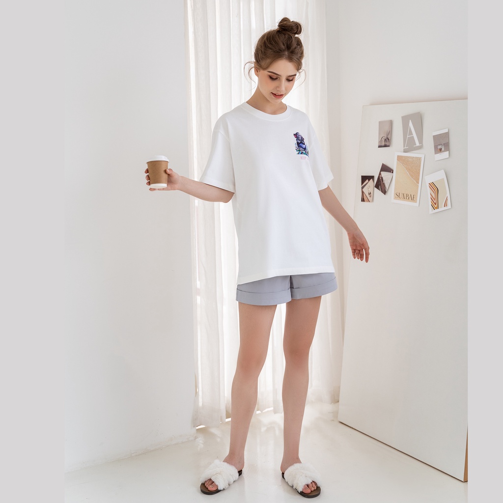 Áo thun tay lỡ Hibi Sports Voi Con KEEP CALM ST002 kiểu phông unisex nam nữ, vải cotton Premium, form oversize