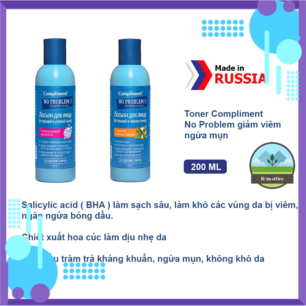 Toner Compliment No Problem giảm viêm, mụn 200ml