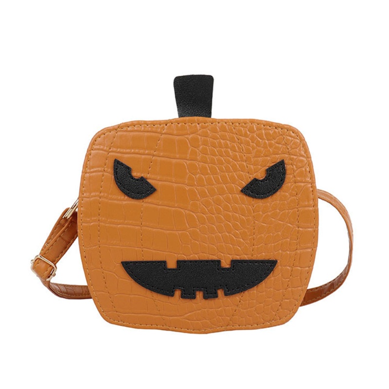 Túi Đeo Chéo Bằng Da PU Hình Bí Ngô Phong Cách Halloween