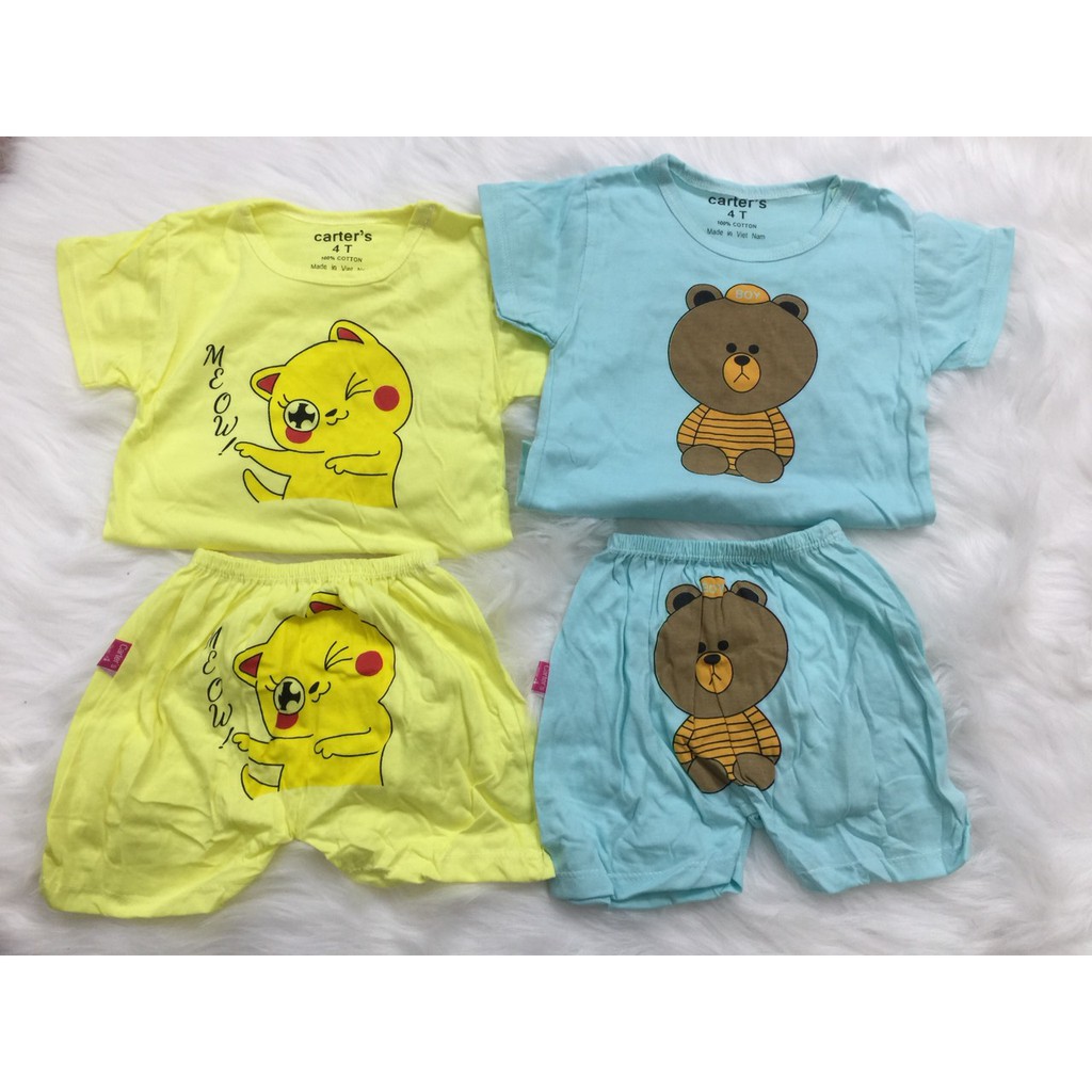 Bộ cộc tay MS Mombaby dễ thương cho bé trai, bé gái, bộ cộc tay cài vai cho bé