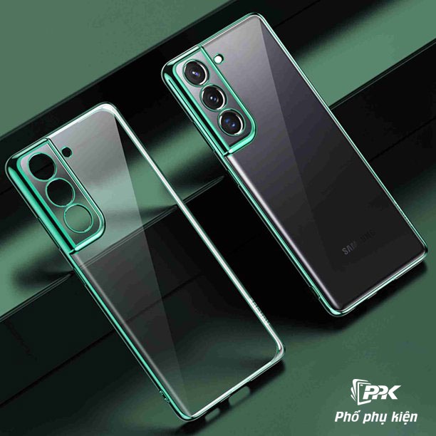 Ốp lưng Samsung S21, S21 Plus, S21 Ultra chống vân tay mặt lưng trong suốt viền màu tạo điểm nhấn chính hãng Sulada
