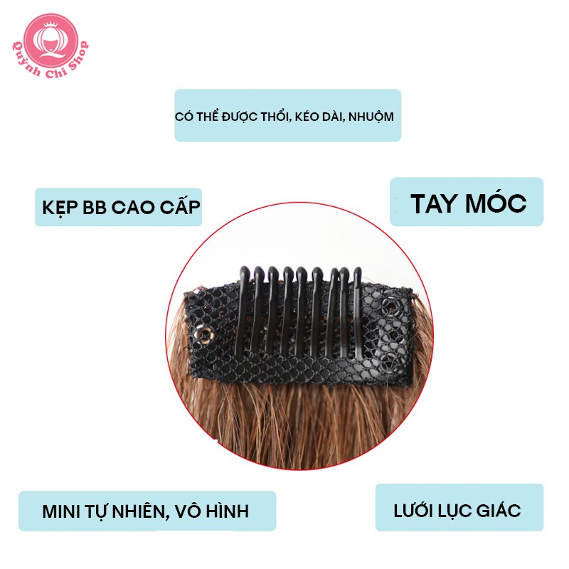 Kẹp phồng chân tóc CAO CẤP làm bằng TÓC THẬT, tóc thẳng dài 10 – 15cm