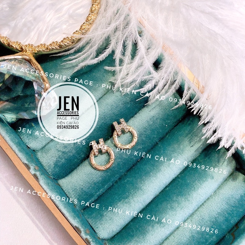 Bông tai nữ đính đá nhân tạo