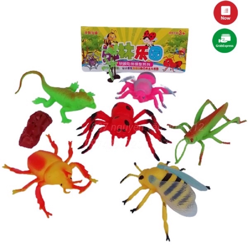 [Vui nhộn- Nhựa đẹp] Túi đồ chơi mô hình 6 con côn trùng đẹp dễ thương 388-24
