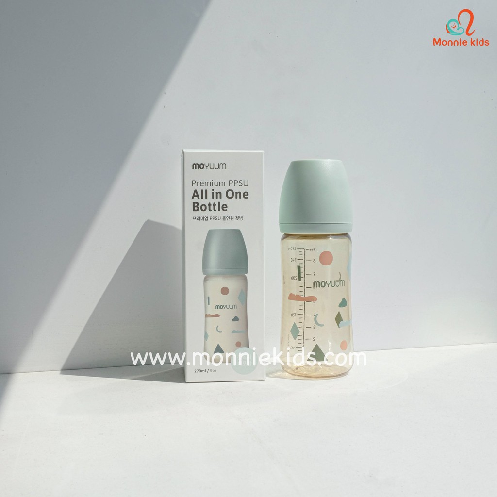 Bình sữa MOYUUM Cloud PPSU 170 - 270ml, Bình sữa chịu nhiệt cao cấp an toàn - Monnie Kids