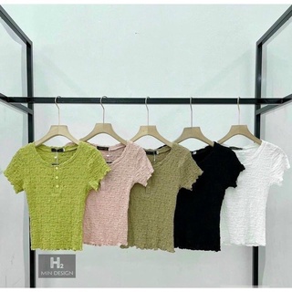Áo xốp tay ngắn cổ tròn cút gài siêu xinh