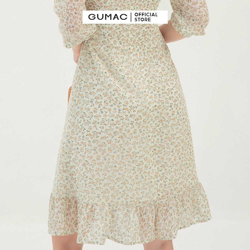 [Mã WABRGU155 giảm 15% tối đa 50k đơn 199k] Đầm xòe nữ họa tiết hoa phối cổ GUMAC màu trắng sang trọng DB3111 | BigBuy360 - bigbuy360.vn