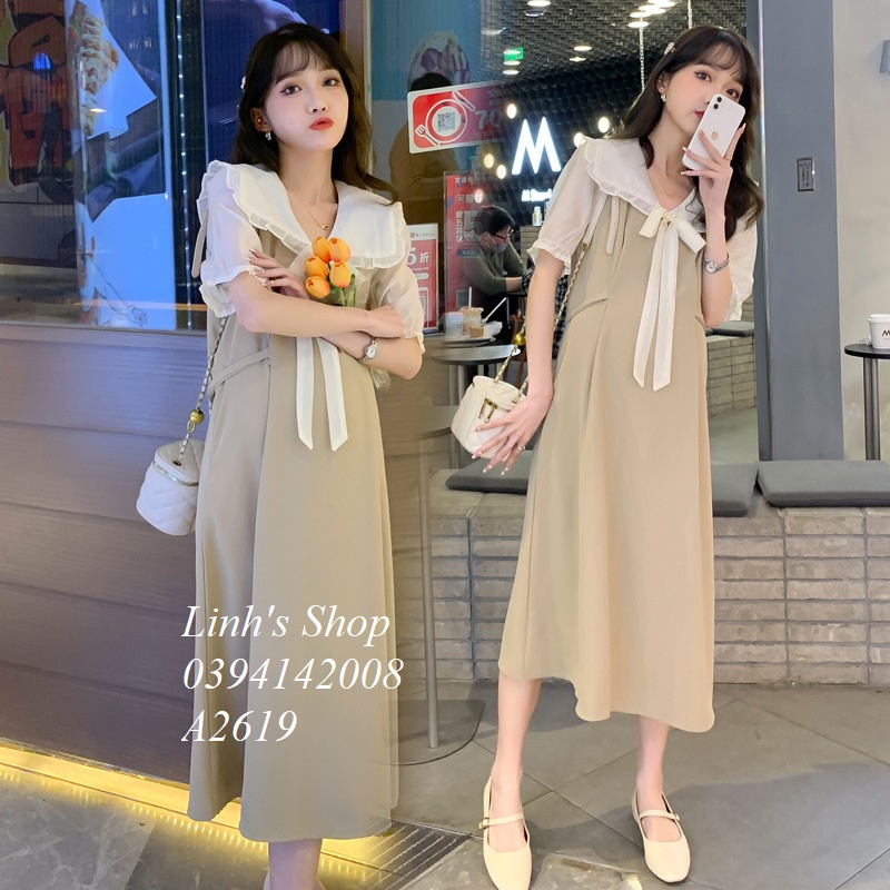 Váy Bầu Đầm Bầu Sơ Mi Hè A2619