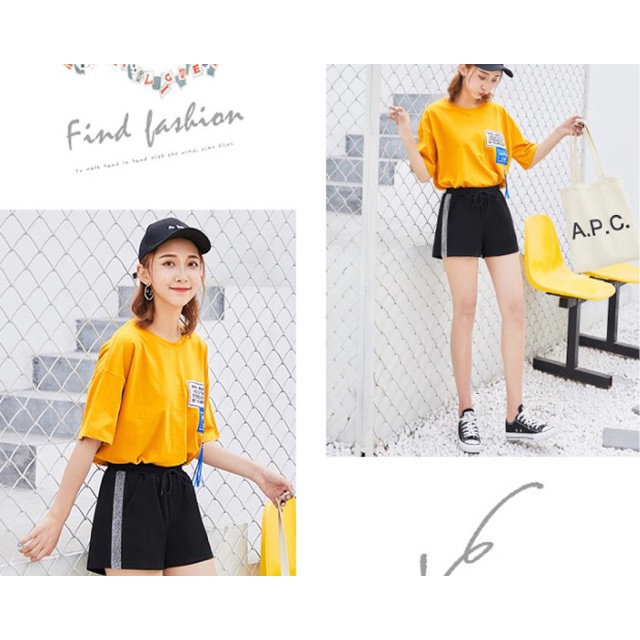 Quần short thun big size màu đen viền sọc nhũ túi xéo