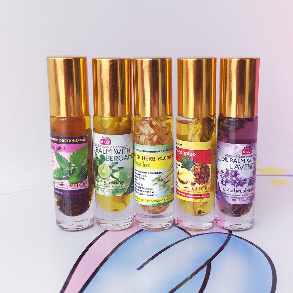 [NEW] ❤ Dầu Lăn Thảo Dược Bạc Hà - Chanh - Sả - Lavender Thái Lan 8ml