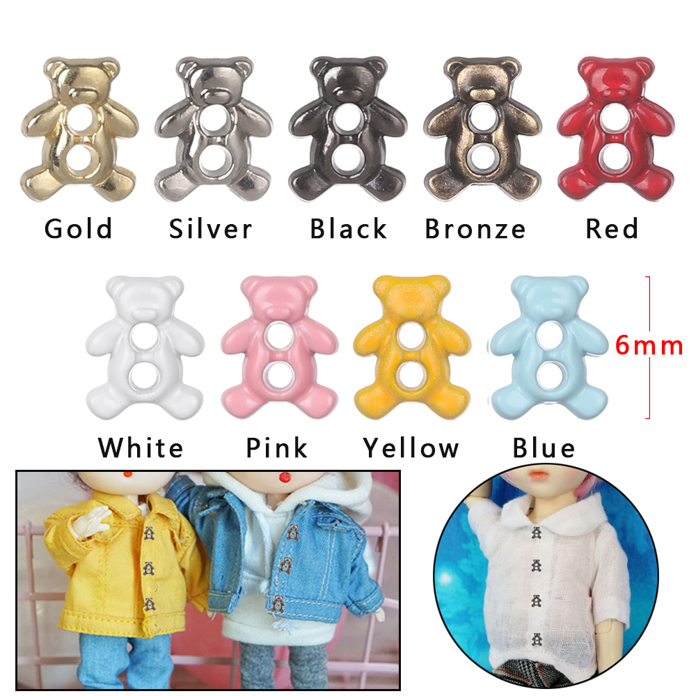 Set 20 / 40 Nút Áo Mini Hình Gấu Dễ Thương 6mm