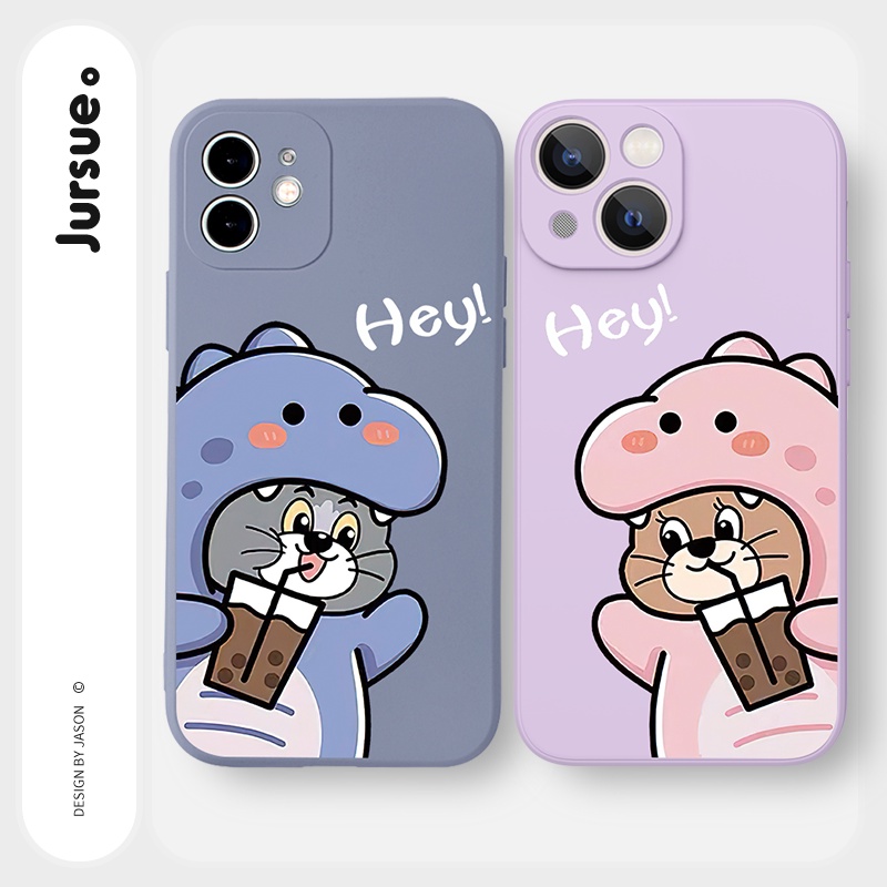 Ốp lưng JURSUE hoạt hình cặp đôi dễ thương đẹp Cho iPhone 14 13 12 11 Pro Max SE 2020 X XR XS 8 7 ip 6S 6 Plus kute Y2144