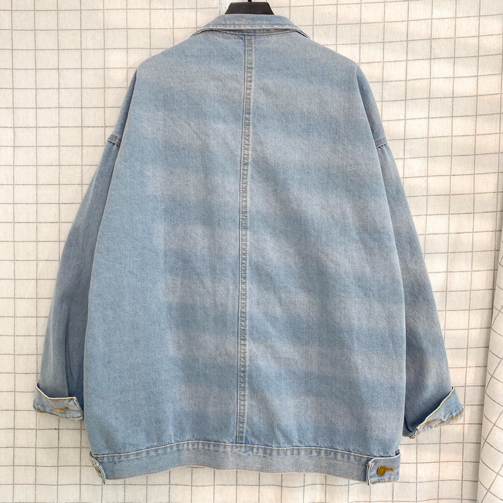 Áo Khoác JEANS BLOCK Form Rộng Nam Nữ Unisex Phong Cách Ulzzang - thêu họa tiết ổ khóa OVERSIZE GIDI