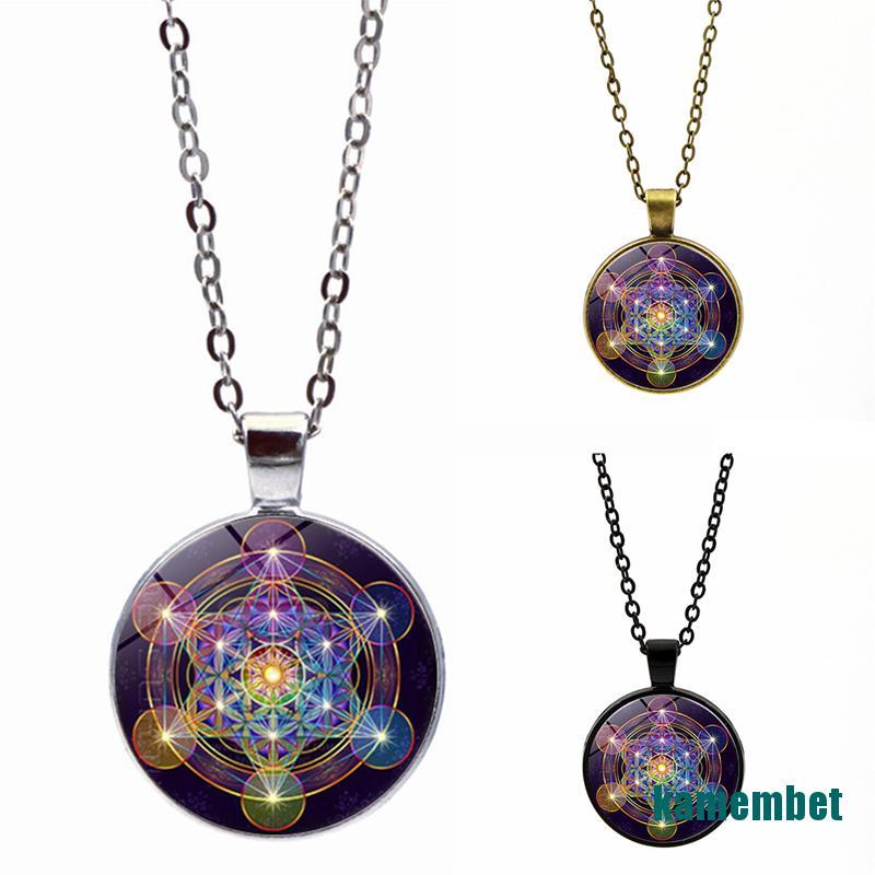 (new)Mysterious Cube Necklace Sacred Geometry Flower of Life Glass Pendants