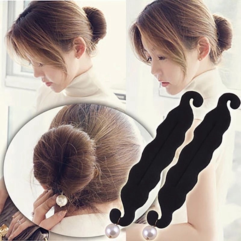 Dụng Cụ Thanh Búi Tóc Củ Tỏi Thông Minh Phối Hạt Châu Trắng