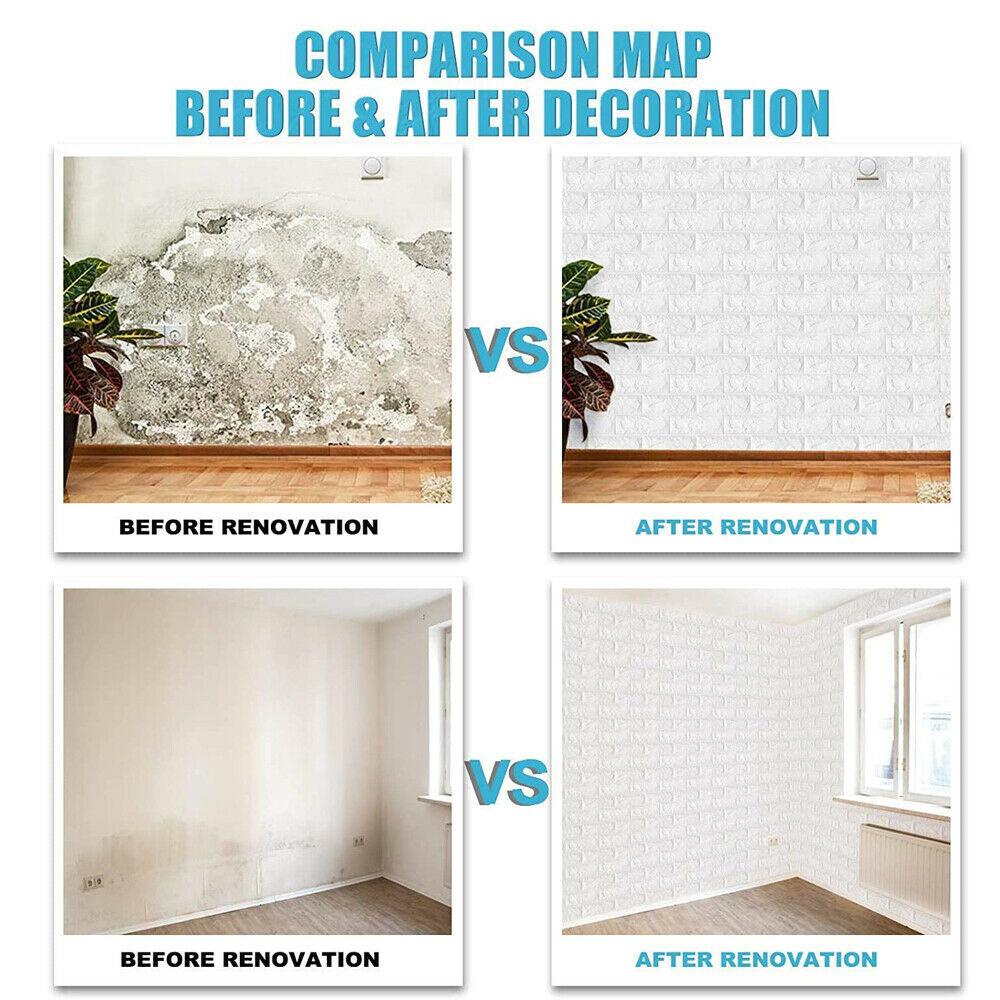 Set 10 Miếng Dán Tường Bằng Xốp 3D Chống Va Chạm Kích Thước 38 * 35cm Trang Trí Phòng Khách / Phòng Ngủ