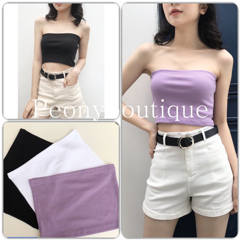 K] K] Áo Quây Ngực Len Tăm Nữ 🌸 Croptop thun dáng ôm màu đen trắng tím SIÊU HOT 🌸