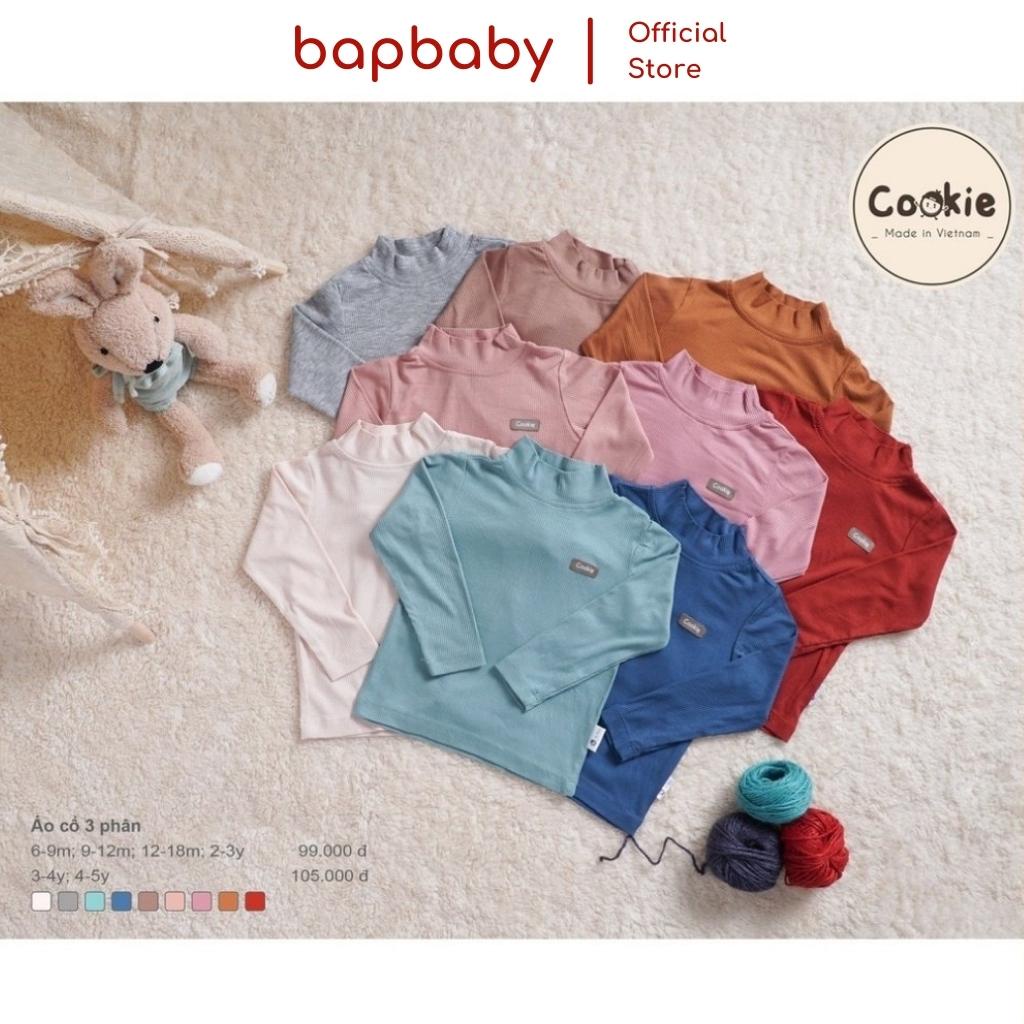 Áo cổ 3 phân cho bé COOKIE trẻ em áo giữ nhiệt vải cotton tăm lạnh full size 6m-5Y