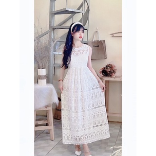 Đầm maxi ren dày dặn