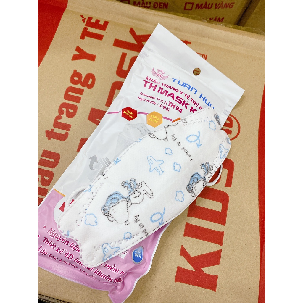 5 Gói - Combo 50 Khẩu trang y tế trẻ em 4D KF94 Famapro Kids / Tuấn Huy TH Mask 4 lớp in hình -  Cho bé từ 3 đến 10 tuổi