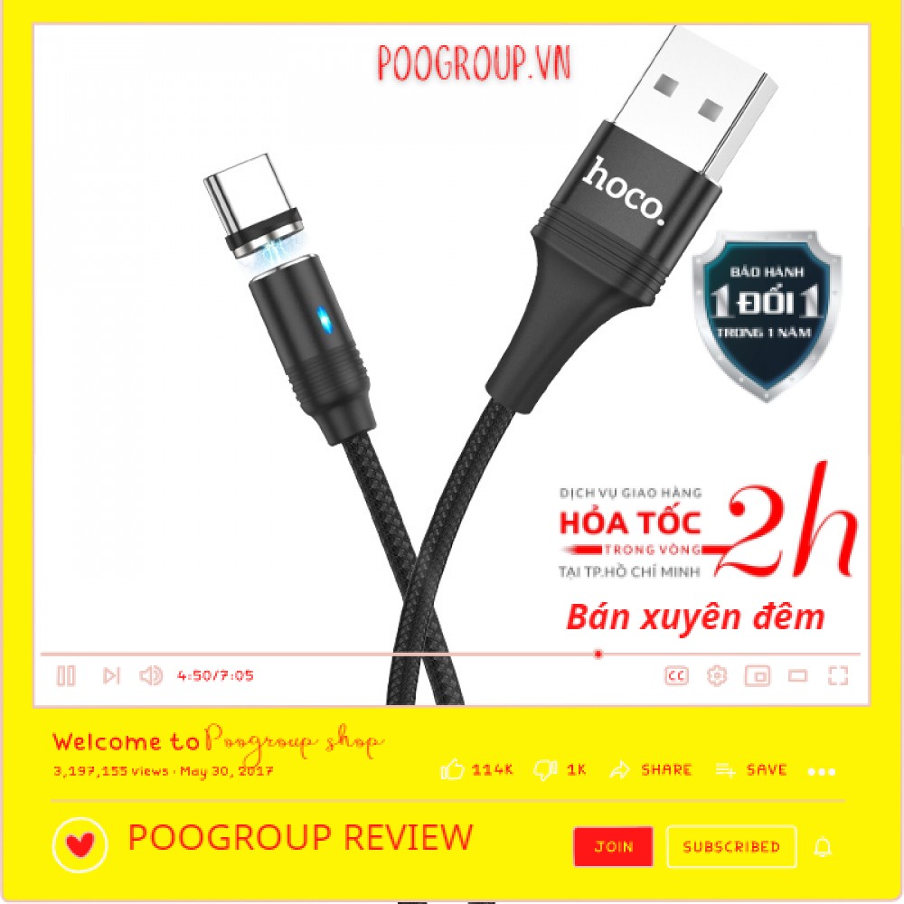 Cáp sạc nam châm HOCO U76 (Micro,,Type C)