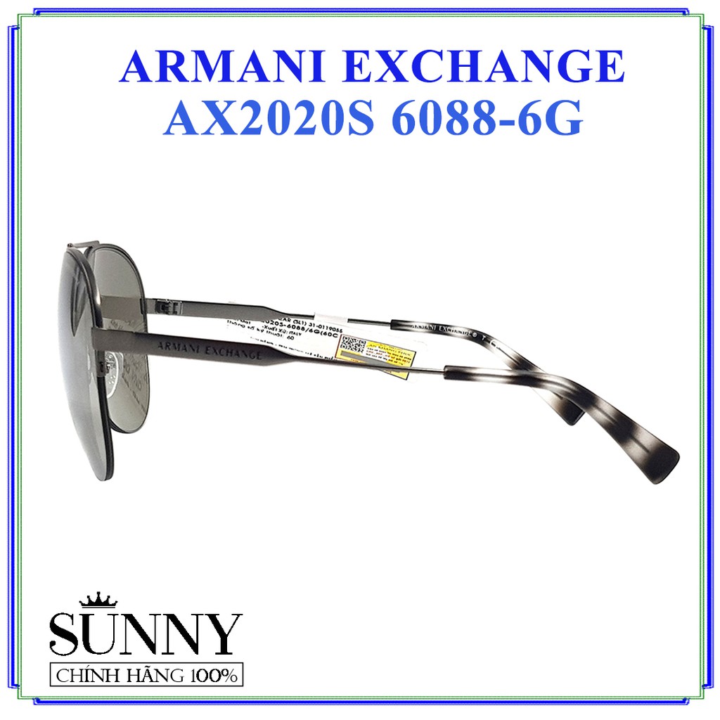 AX2020S 6088-6G - kính mát Armani Exchange chính hãng Italy, bảo hành toàn quốc