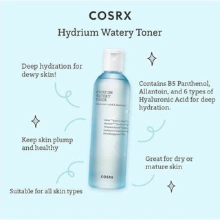 [100% AUTH]- 280ML- Toner nước hoa hồng B5 và HA COSRX Hydrium Watery Toner