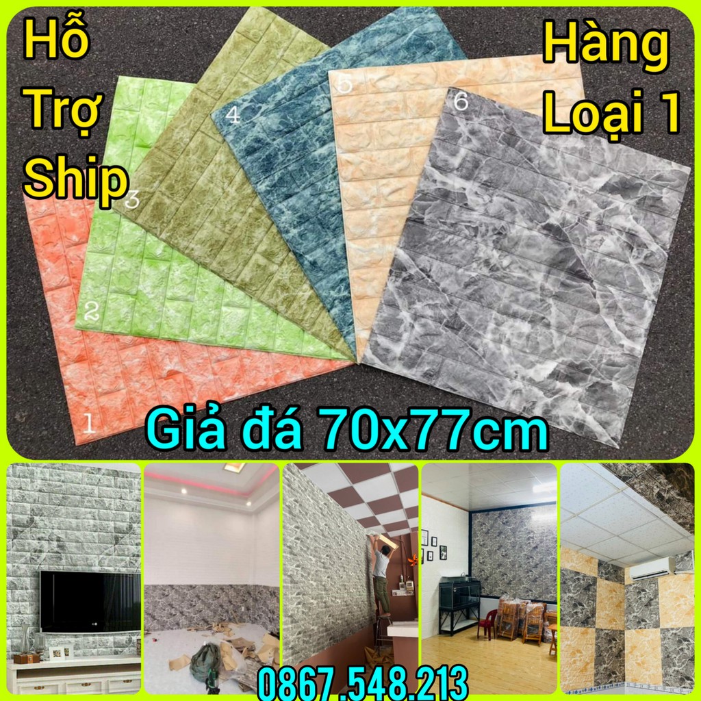 XỐP DÁN TƯỜNG GIẢ ĐÁ LOẠI 1 ✨HÀNG NHẬP KHẨU✨ KÍCH THƯỚC 77 x 70 CM- Chống nóng, Chống thấm, Cách âm