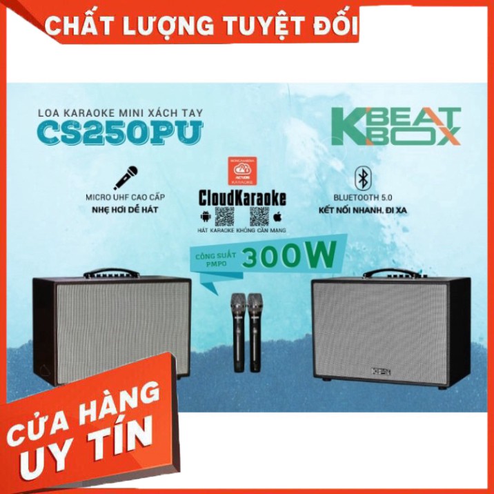 Dàn Âm Thanh Karaoke Di Động ACNOS CS250PU kèm 2 cây micro Võ Nhôm UHF công suất 300W