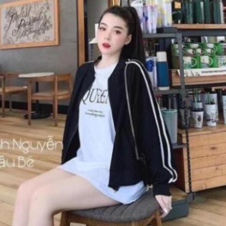 [Mã WASTMAY giảm 15% tối đa 30K đơn 150K] Áo khoác bomber nữ khóa kéo 2 sọc cá tính | BigBuy360 - bigbuy360.vn
