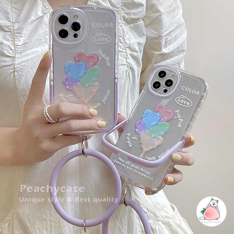 Ốp Điện Thoại TPU Silicon Mềm Họa Tiết Trái Tim Nhiều Màu Sắc Có Giá Đỡ Nhẫn Vô Hình Cho iPhone 13 12 11 Pro Max X Xr Xs Max 13pro