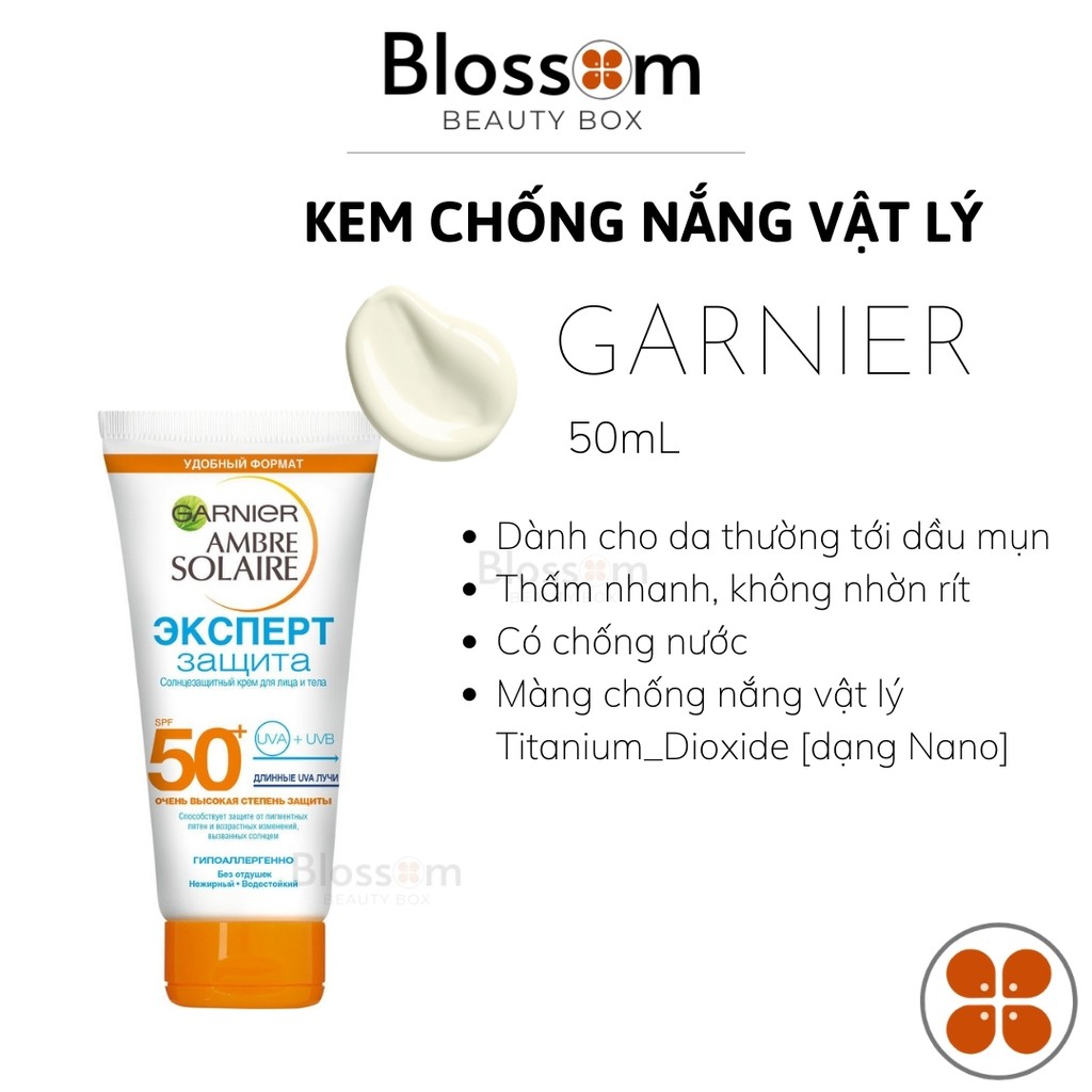 50ml/100ml Kem chống nắng Garnier Ambre Solaire Face Cream SPF 50+ (Bản Nga)