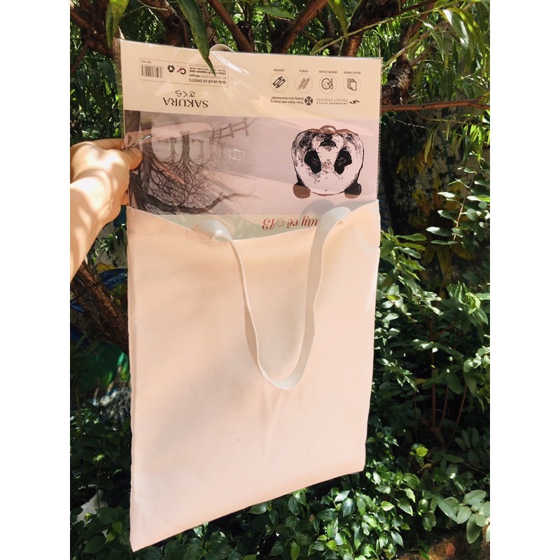 Túi vải bố màu trắng 32*42cm, túi vải cho bé học vẽ sáng tạo