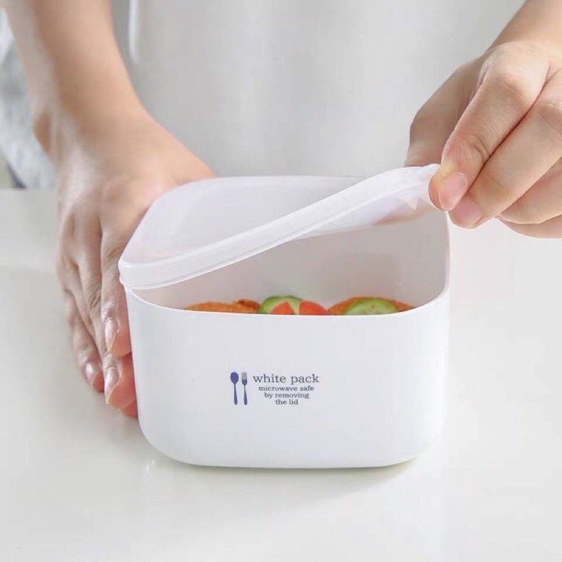 Hộp nhựa đựng thực phẩm White Pack 280ml 700ml 900ml 1000ml Nhật Bản dùng được trong lò vi sóng