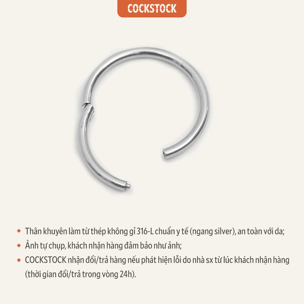 Khuyên tai vòng mảnh Slim Hoop Earring CockStock