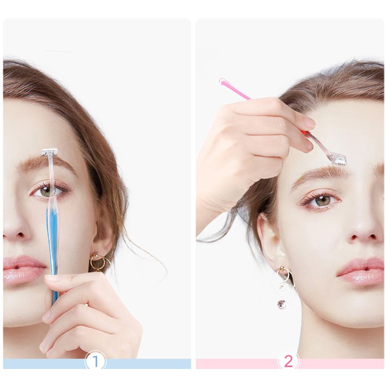 Set 2 dao cạo lông mày lưỡi ngắn KAI